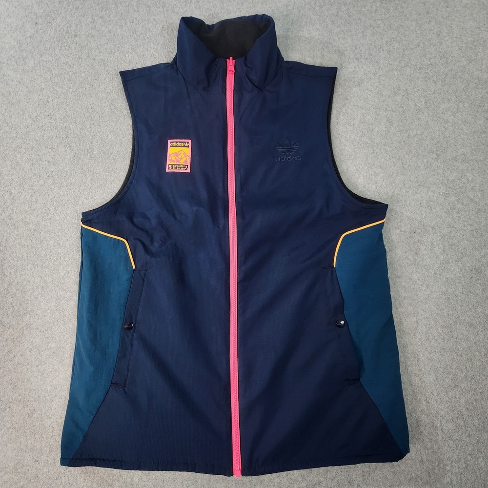 Adidas Originals‎ Reversible Full-Zip Vest Mens M Multicolor Button Snap Pockets
